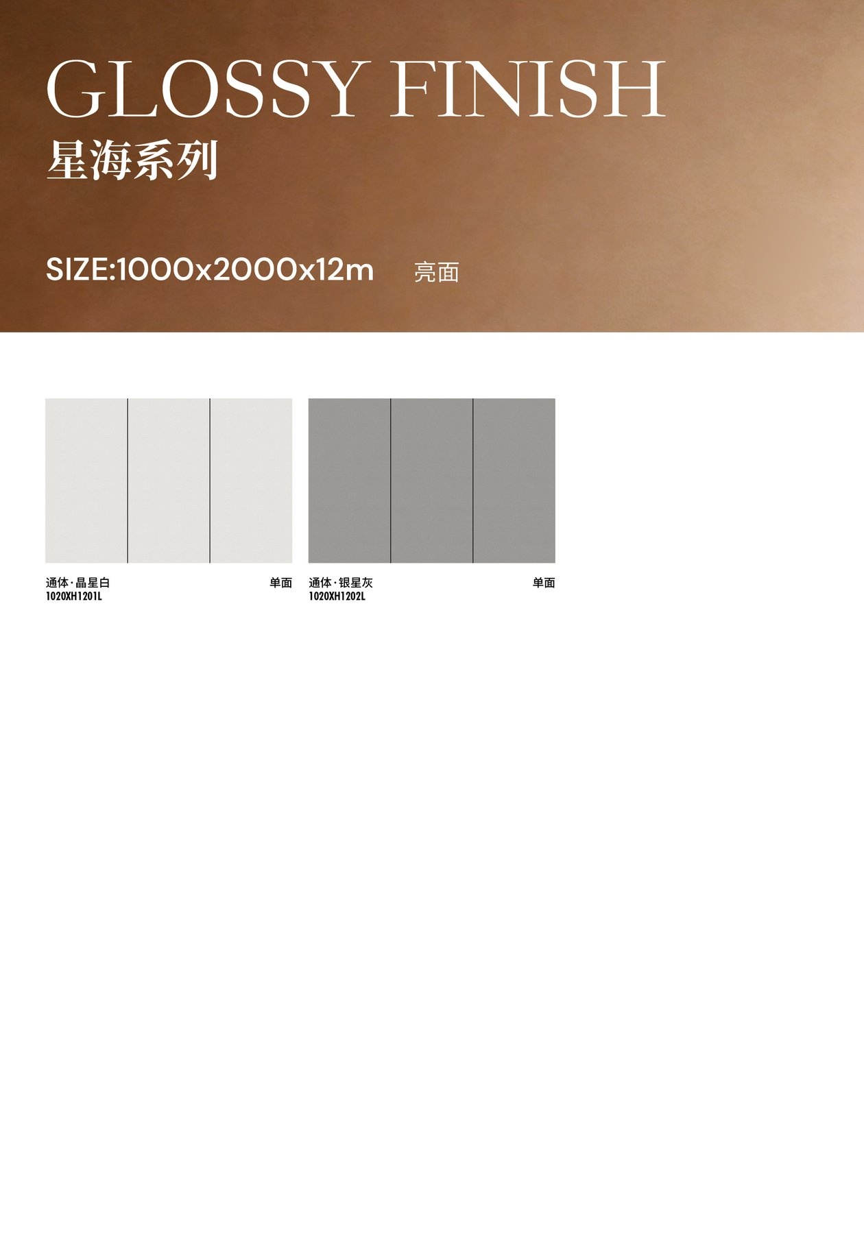 1020-12 · 1000×2000 mm · 12 mm · Glossy sintered stone