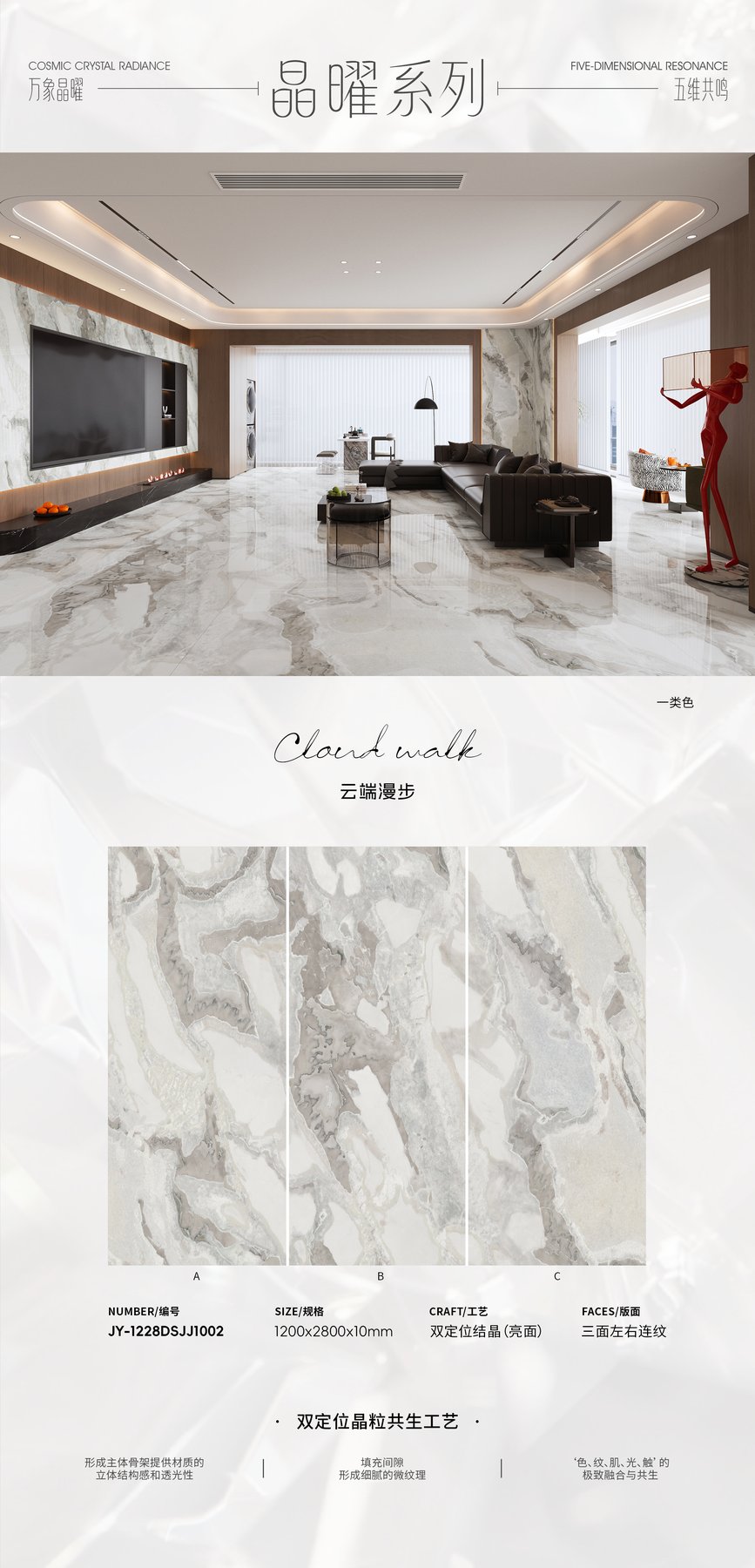 JY-1228DSJJ1002 · 1200×2800 mm · 10 mm · Textured sintered stone