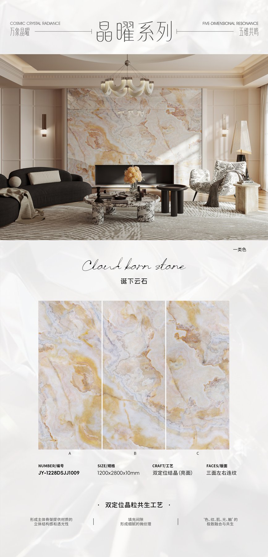 JY-1228DSJJ1009 · 1200×2800 mm · 10 mm · Textured sintered stone