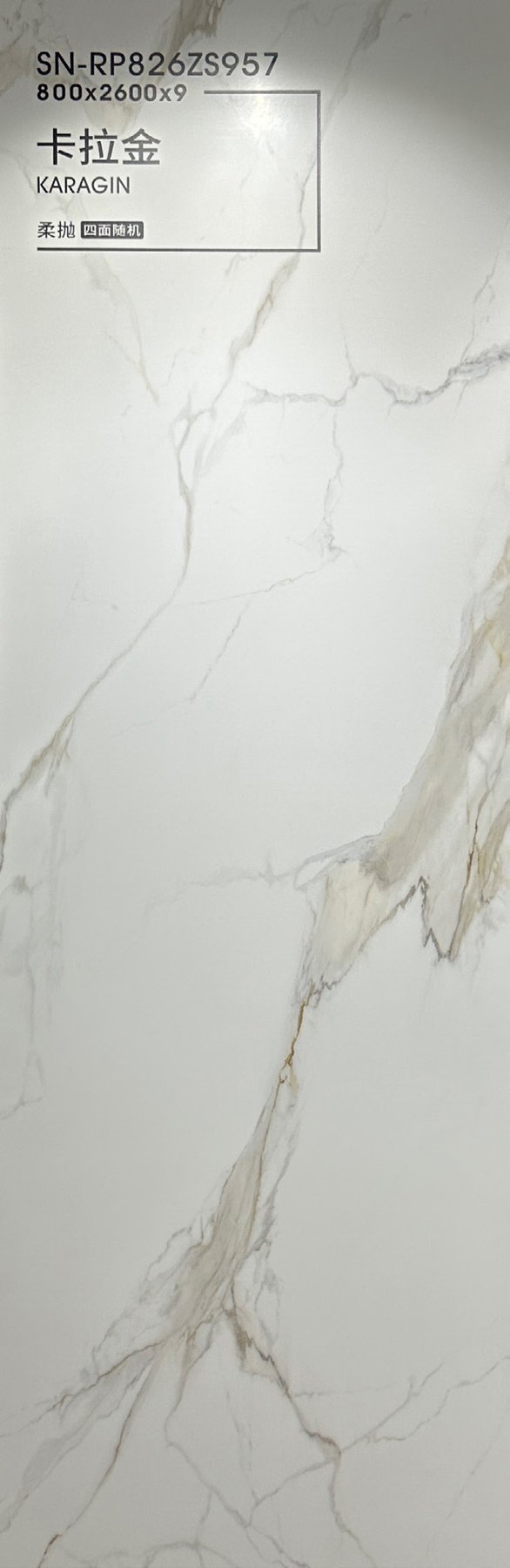 SN-RP826ZS957 · 800×2600 mm · 9 mm · Soft-polished sintered stone